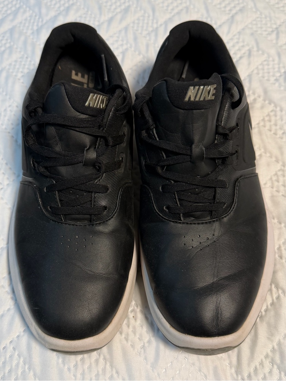 Nike Zoom Men 7 WIDE Black Golf Shoes White Grey Soles Spikes Lace Up